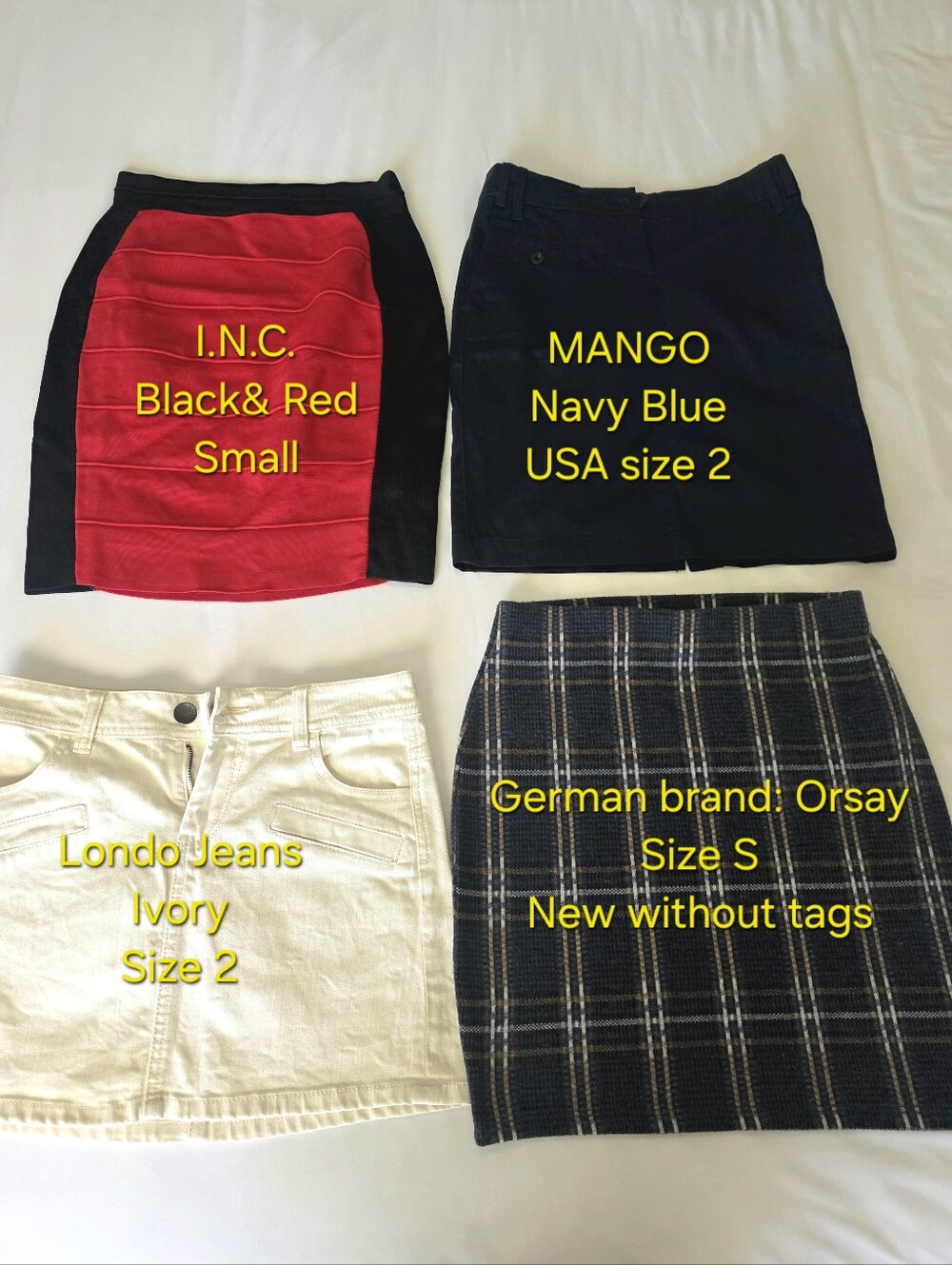 INC, MANGO, LONDON JEANS, Orsay 4 Total Mini Skirts, New Or Like New